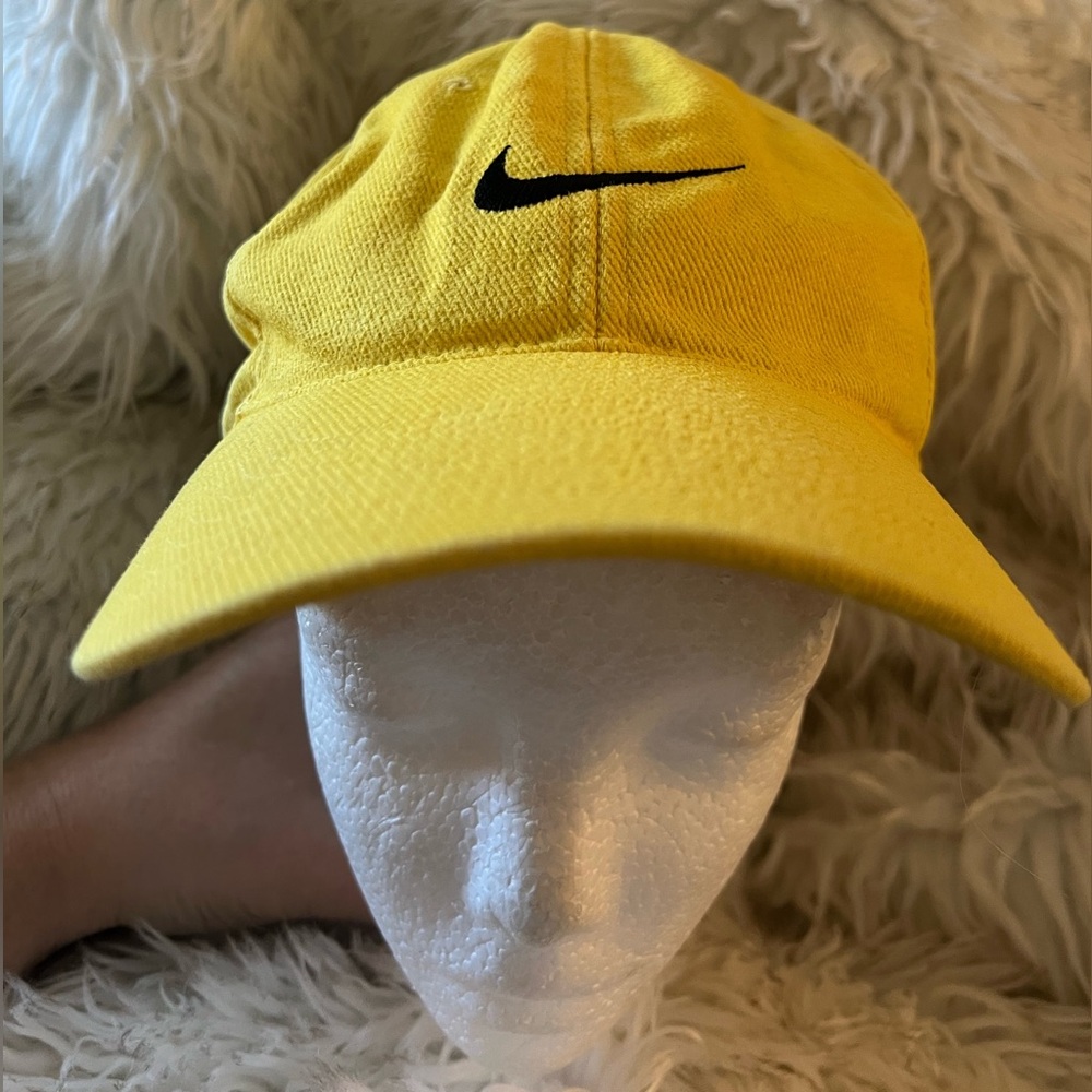 Vintage Nike Hat Cap Strap Back Black Center Swoosh Base Ball Dad Y2K 2000s